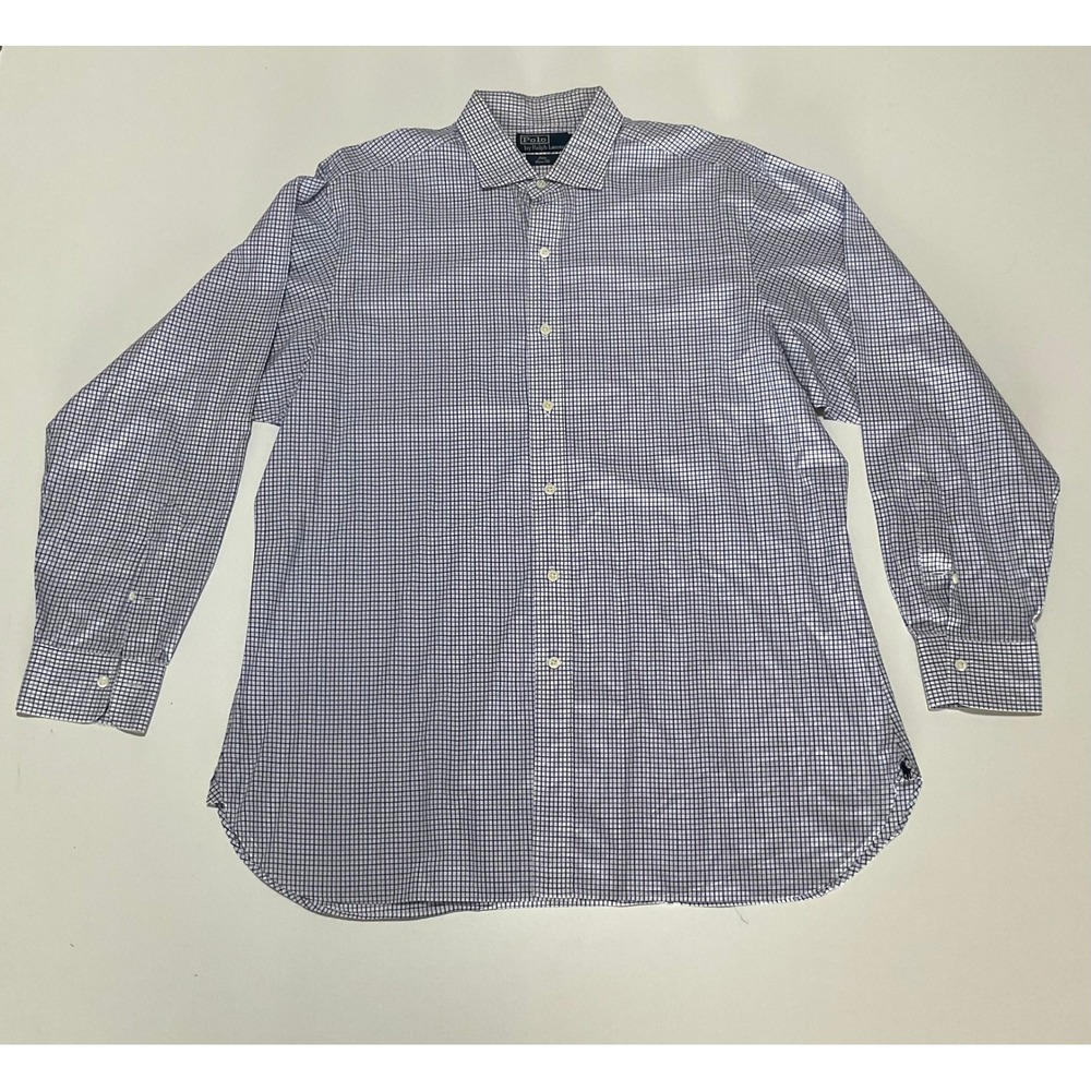 Polo Ralph Lauren Mens Estate Classic Fit Blue Check Shirt Size 17 35